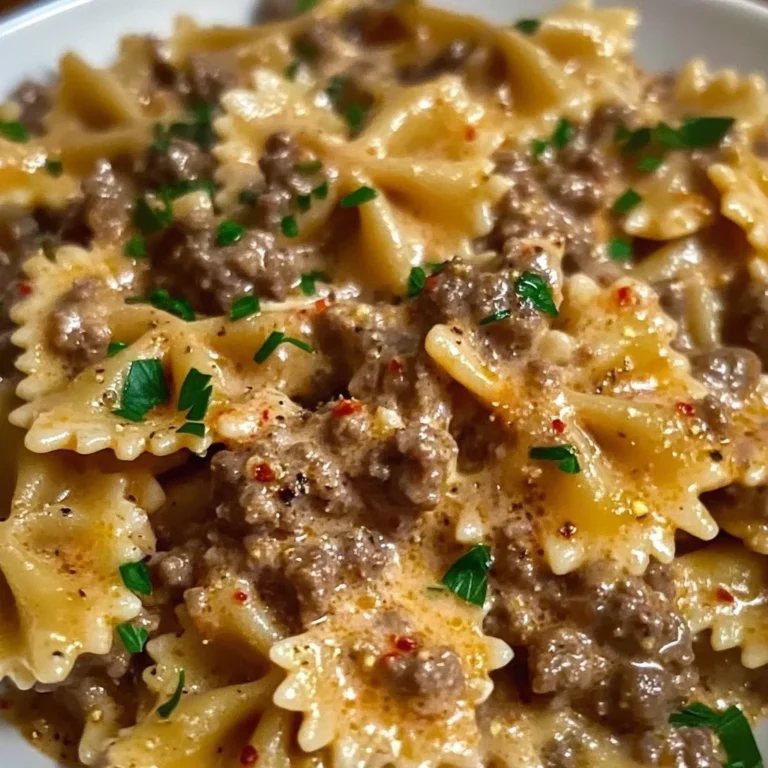 Creamy Parmesan Garlic Beef Bowtie Pasta
