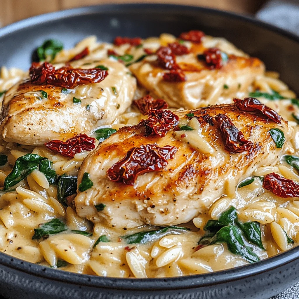 Creamy Tuscan Chicken with Orzo