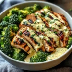 Grilled Chicken & Broccoli Bowls with Creamy Garlic Sauce