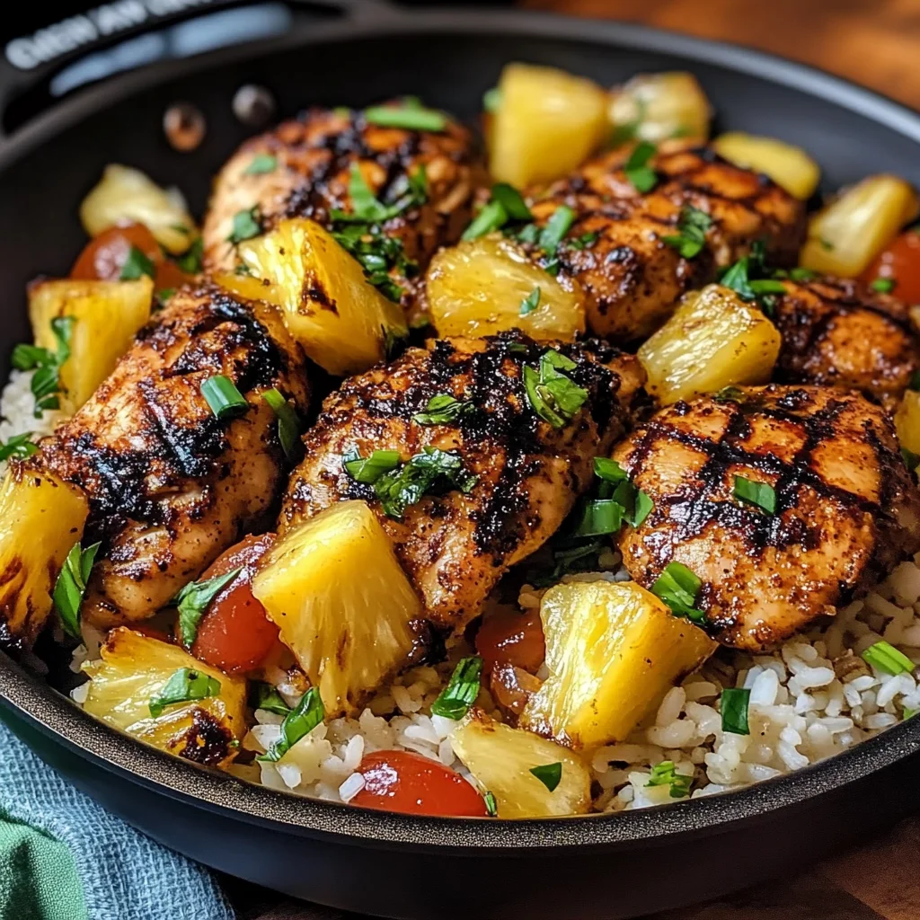 One Pan Caribbean Jerk Chicken with Pineapple-Coconut Rice Recipe