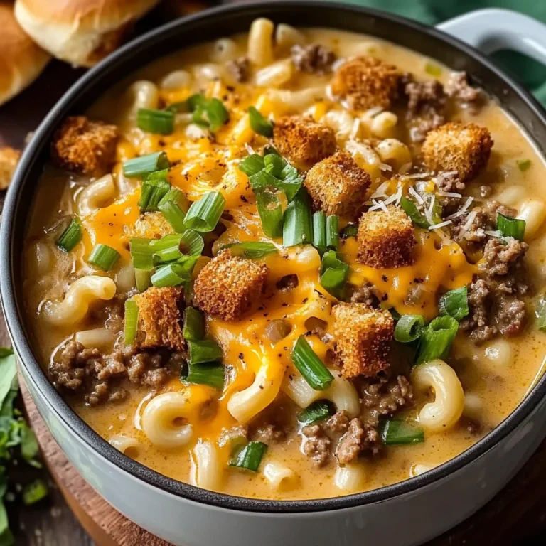 One Pot Macaroni Cheeseburger Soup