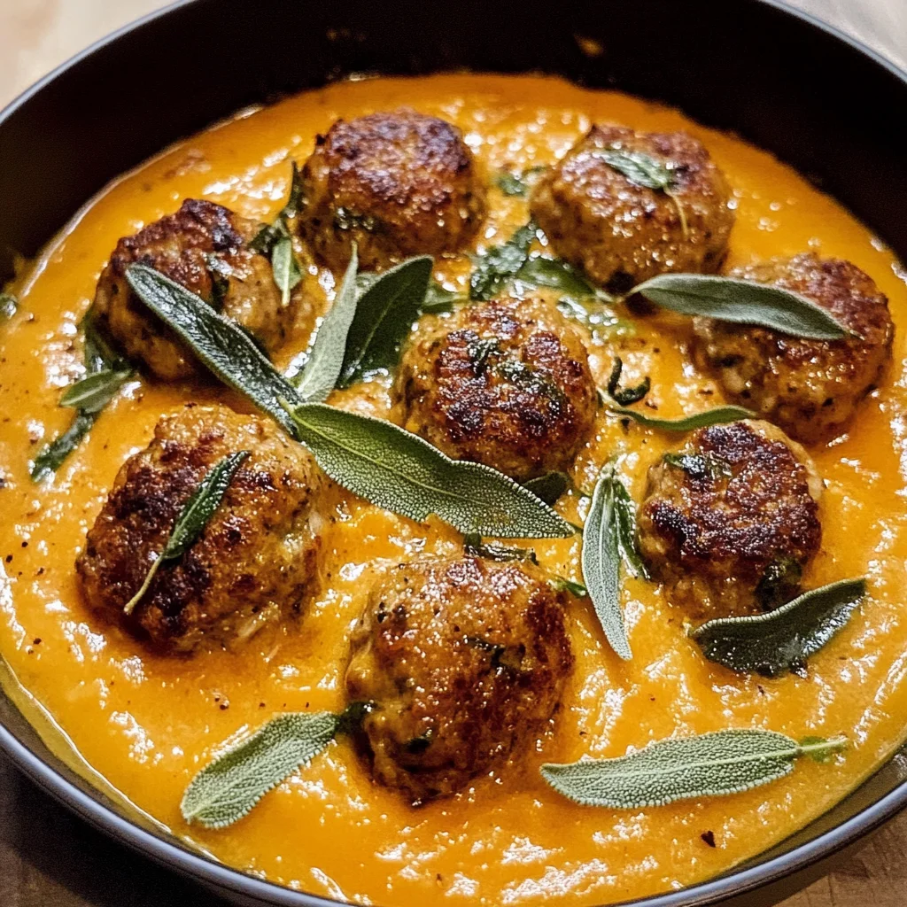 Turkey Meatballs in Pumpkin Sage Sauce