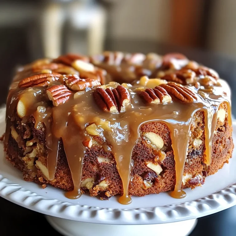 Apple Pecan Cake With Caramel Glaze