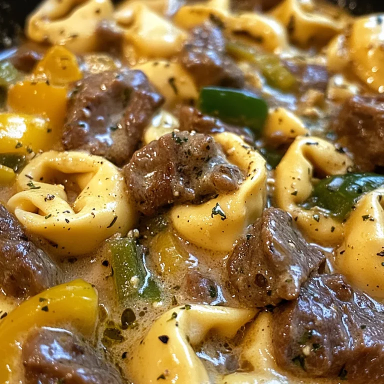Cheesesteak Tortellini in Creamy Provolone Sauce
