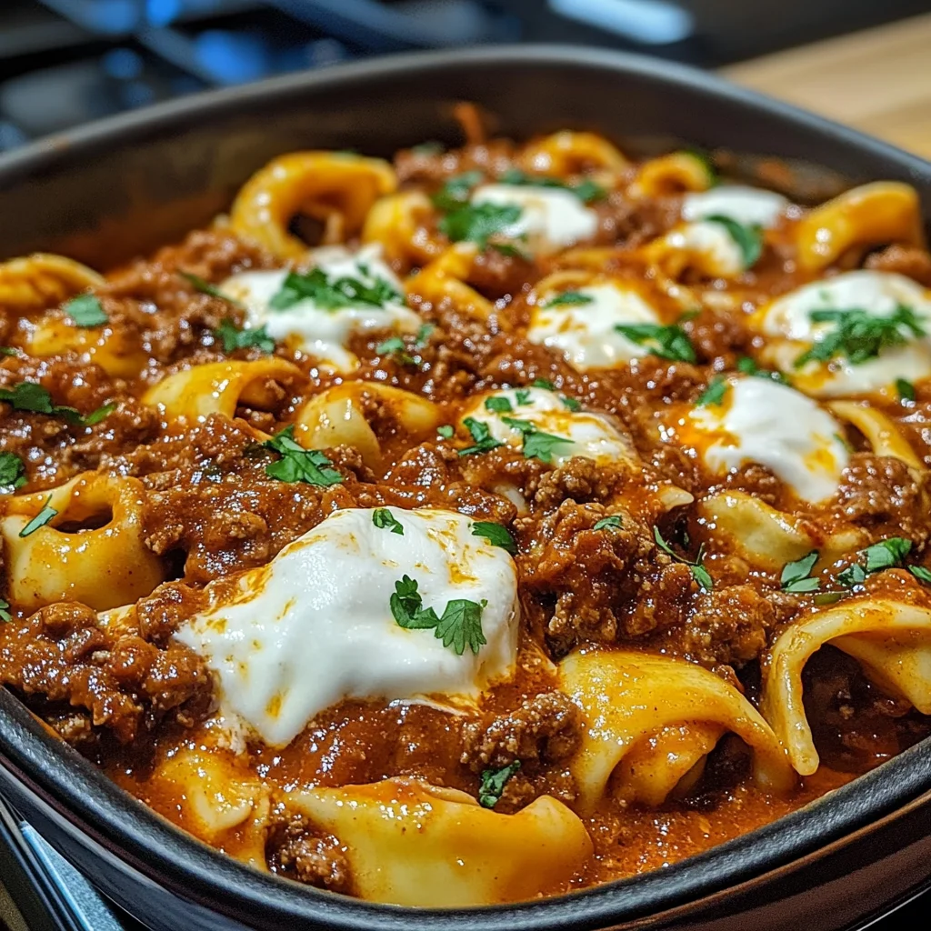 Cheesy Beef Enchilada Tortellini