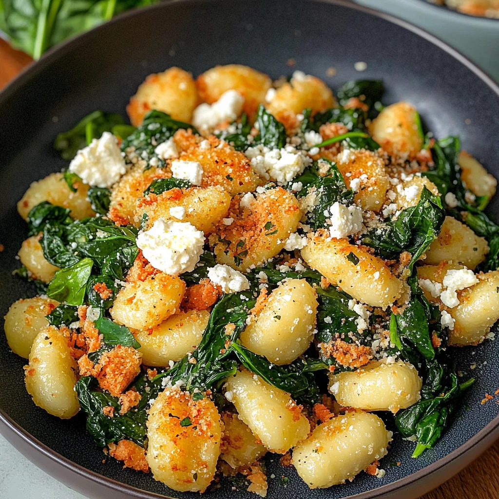 Crispy Gnocchi With Spinach And Feta