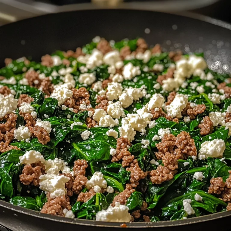 Ground Beef and Spinach Skillet with Feta