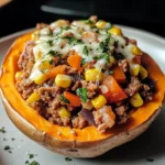 Ground Turkey Stuffed Sweet Potato