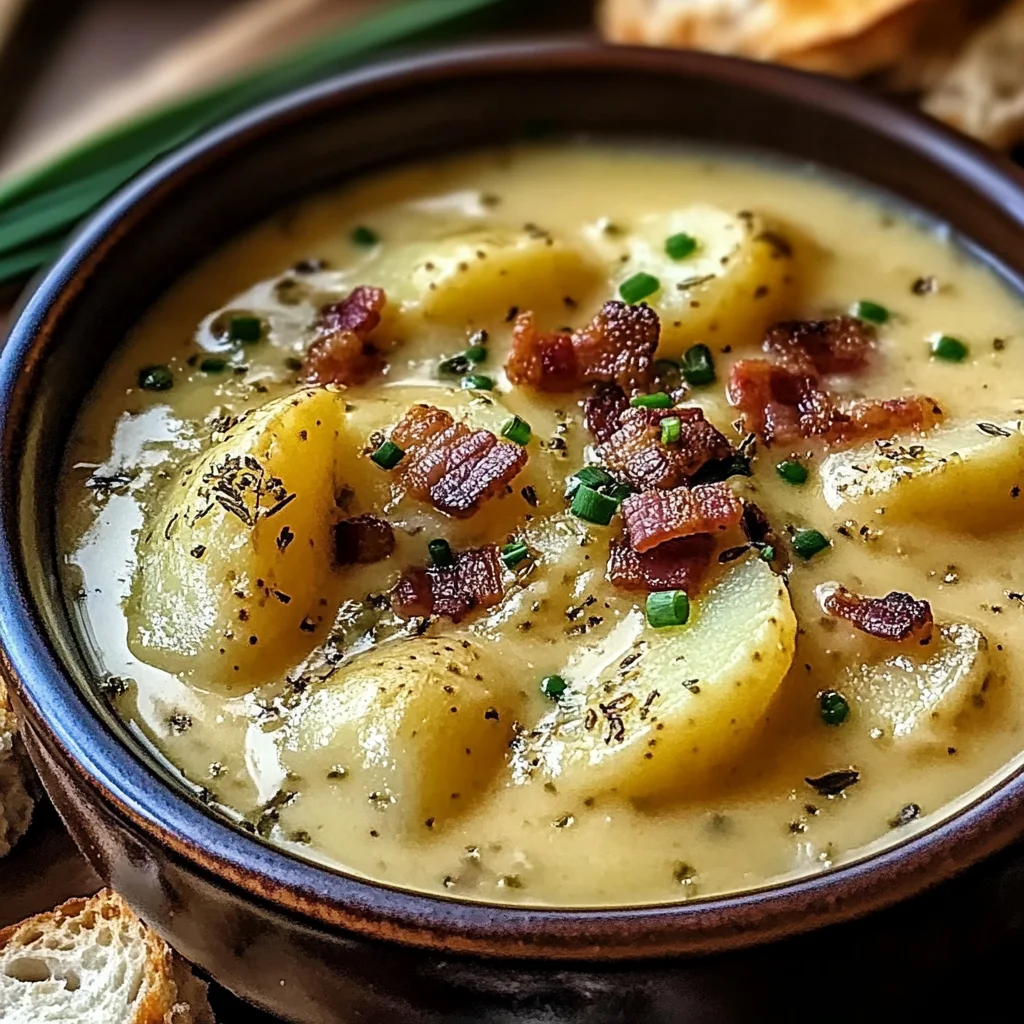 Hearty Cheddar Garlic Herb Potato Soup Recipe