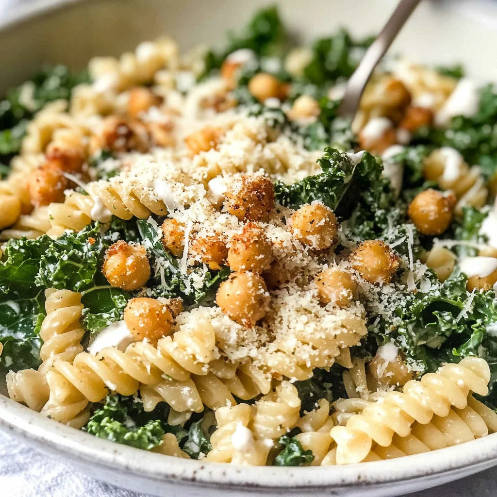 Kale Caesar Pasta Salad
