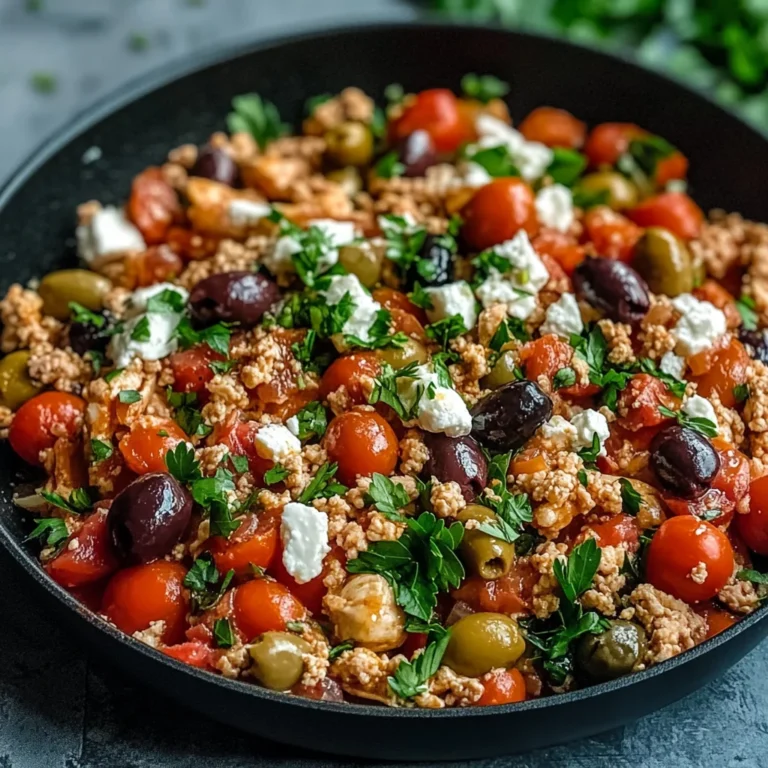 Mediterranean Keto Ground Chicken Skillet with Olives and Feta