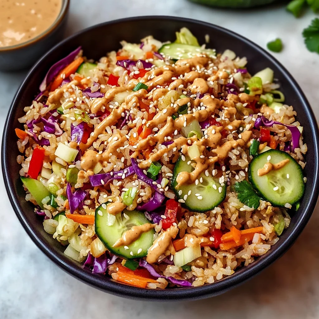 Quick Crispy Rice Salad with Peanut Sesame Dressing - Alrightwithme