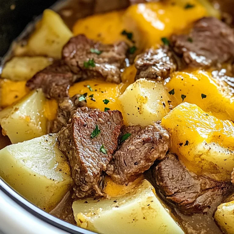 Slow Cooker Steak and Cheddar Potato Casserole