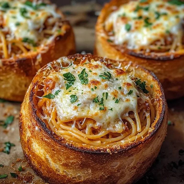 Spaghetti Garlic Bread Bowls