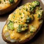 Cheesy Baked Potatoes with Broccoli Cheese Sauce