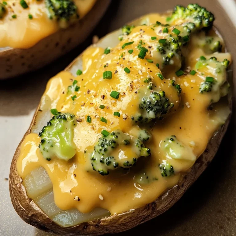 Cheesy Baked Potatoes with Broccoli Cheese Sauce