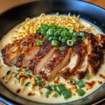 Fiery Chicken Ramen with Creamy Garlic Sauce
