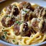 Garlic Butter Meatballs : Creamy Linguine Delight