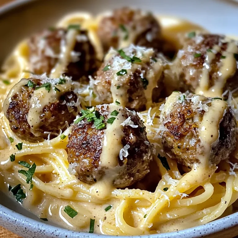 Garlic Butter Meatballs : Creamy Linguine Delight