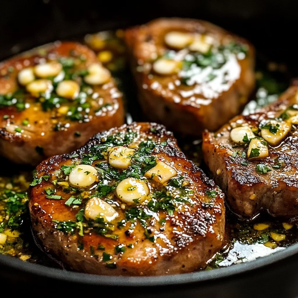 Garlic Butter Pan Seared beef Chops