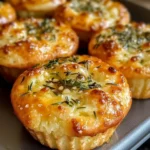 Golden Crust Garlic Rosemary Focaccia Muffins