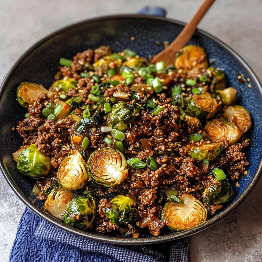 Ground Beef and Brussels Sprouts