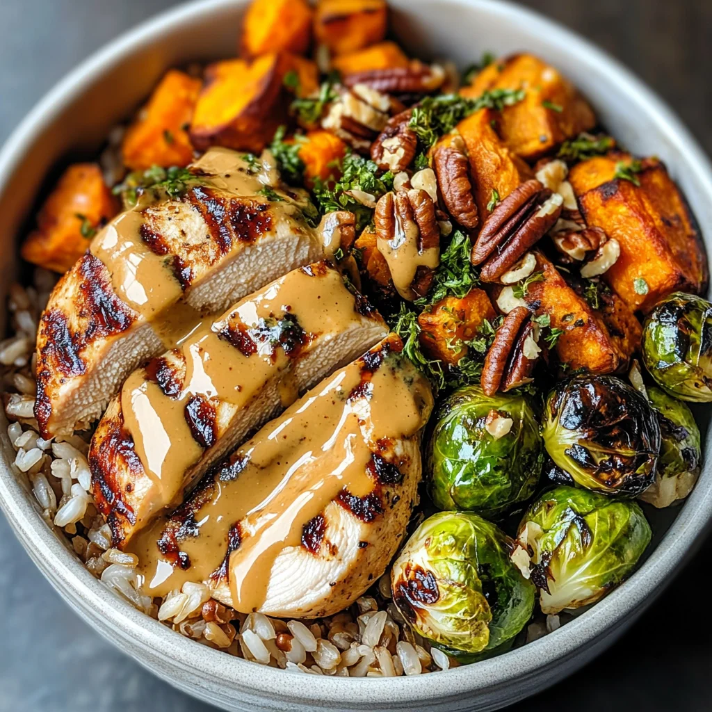 Maple Dijon Chicken & Roasted Sweet Potato Bowls