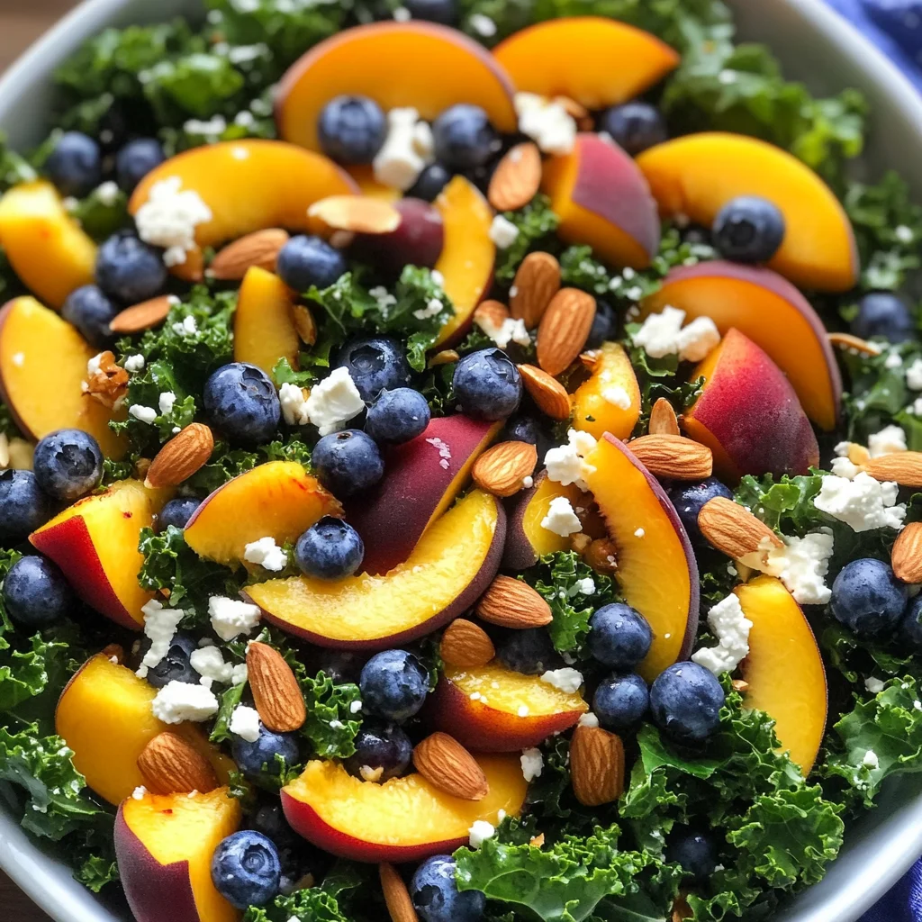 Summer Peach & Blueberry Kale Salad
