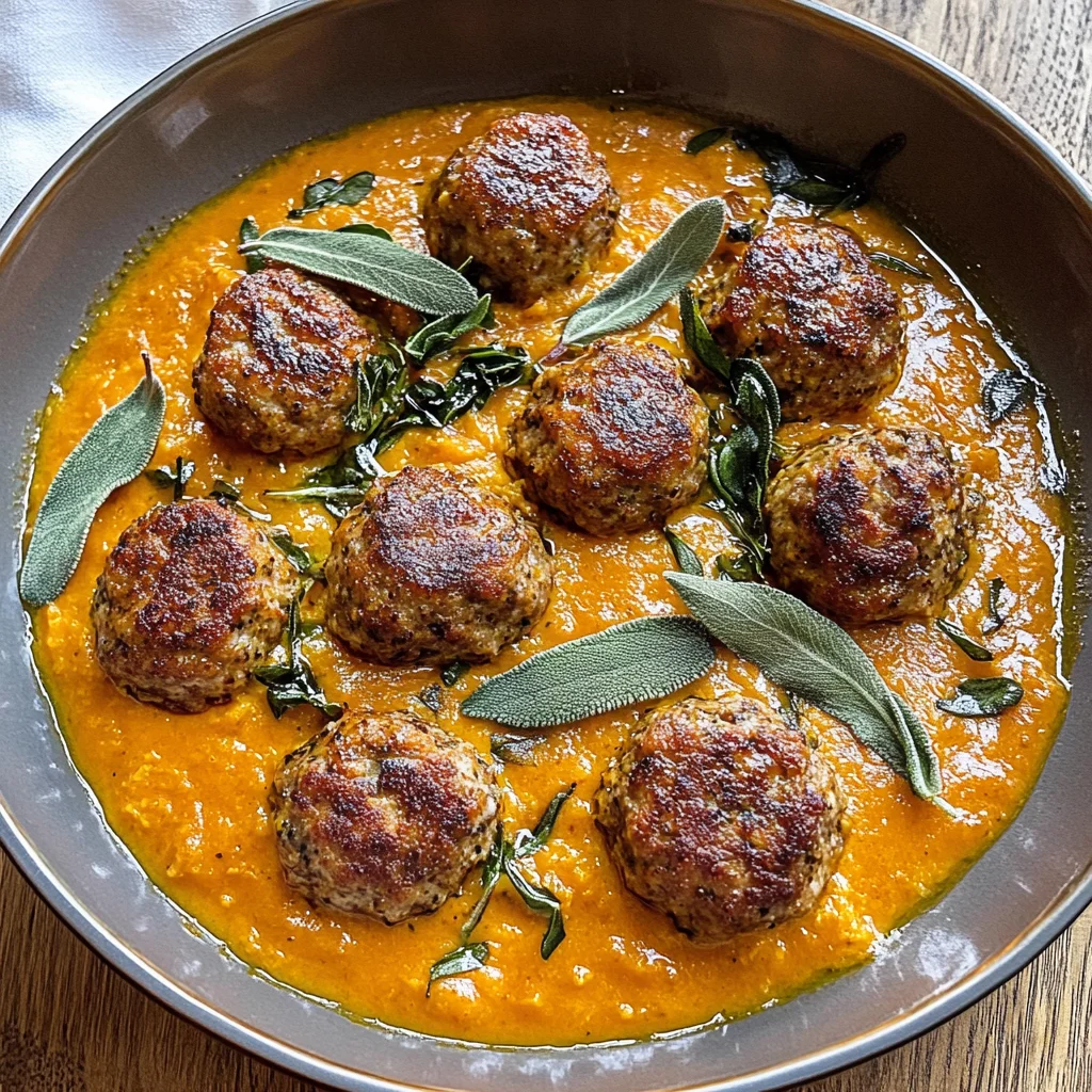 Turkey Meatballs in Pumpkin Sage Sauce