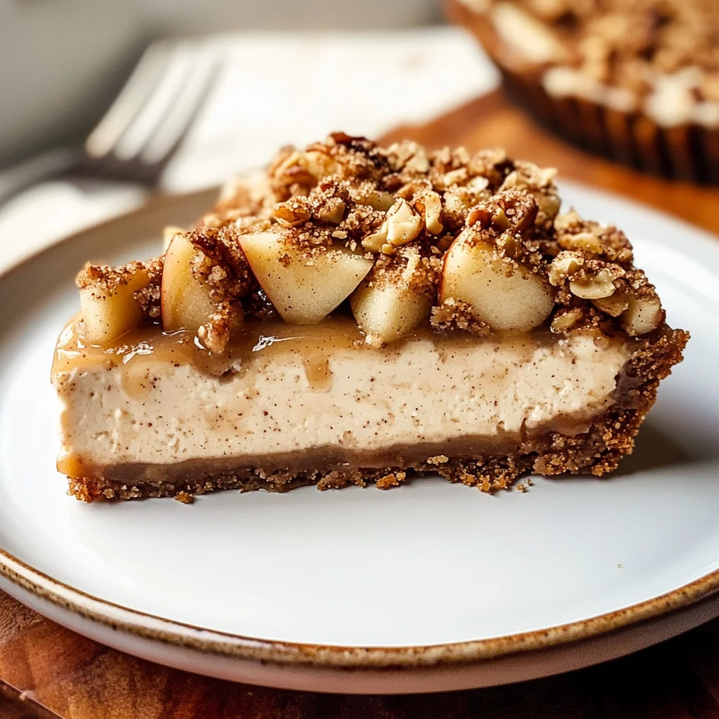 VEGAN APPLE CRUMBLE CHEESECAKE