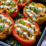 Buffalo Chicken Stuffed Peppers - Dairy Free & Low Carb