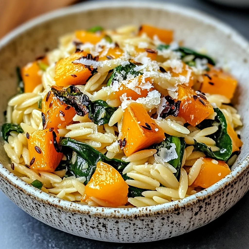 Creamy Orzo with Roasted Butternut Squash and Spinach