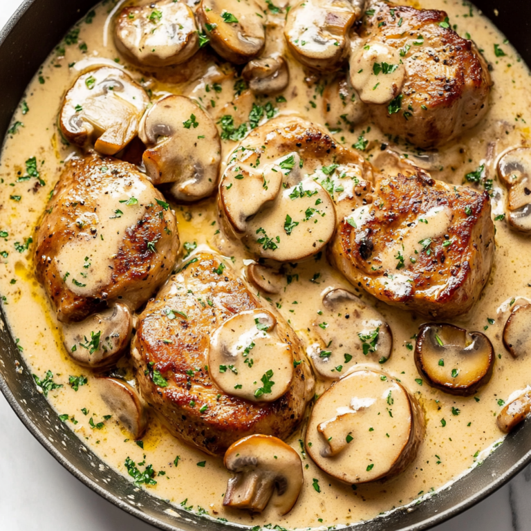 Decadent Creamy Mushroom Pork Tenderloin in 30 Minutes!