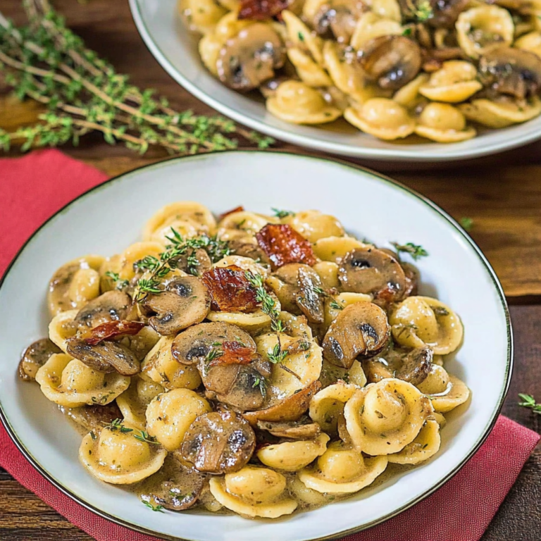 Indulge in Orecchiette with Mushroom Thyme Sauce Tonight!