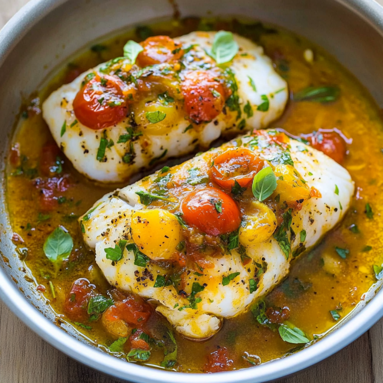 Irresistible Pan-Seared Cod in White Wine Tomato Basil Sauce