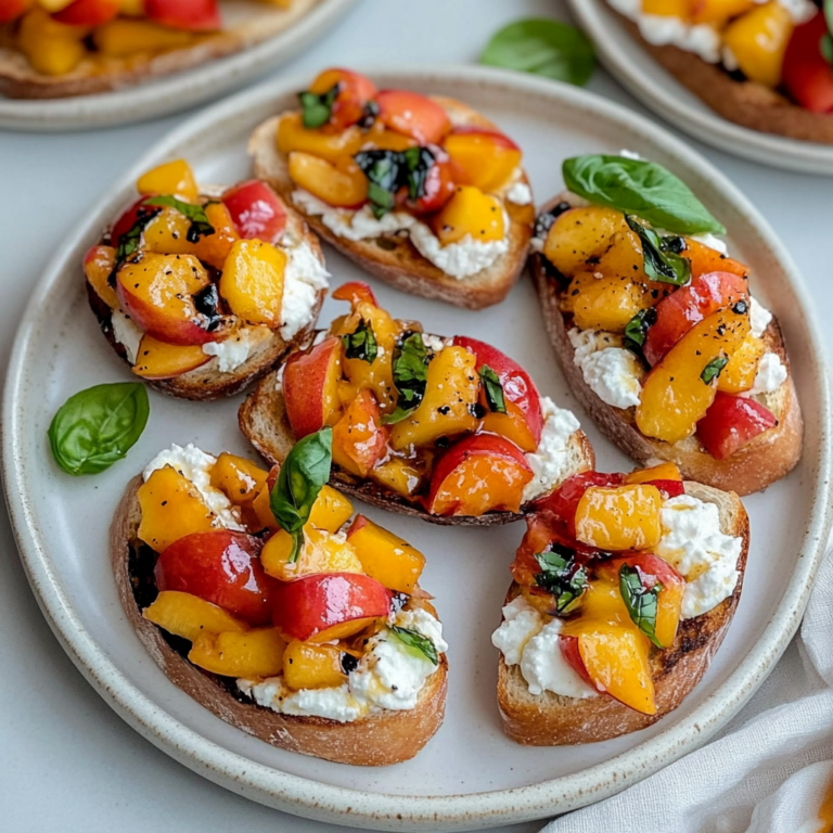 Irresistible Quick Peach Bruschetta with Whipped Ricotta