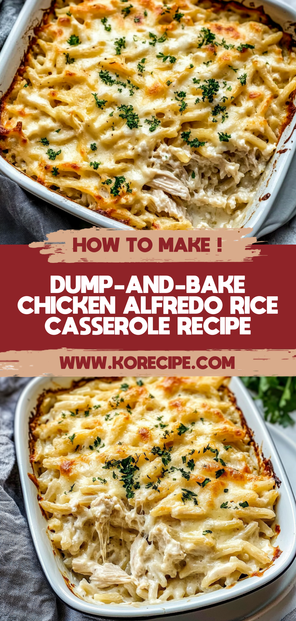 Dump-and-Bake Chicken Alfredo Rice Casserole Recipe