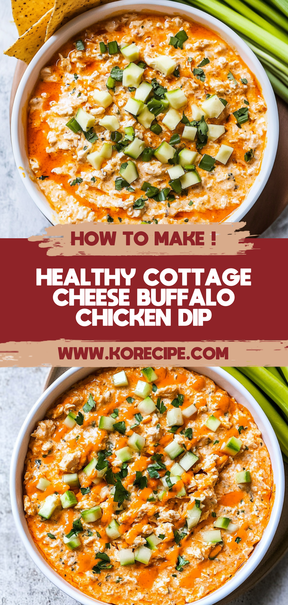 Healthy Cottage Cheese Buffalo Chicken Dip