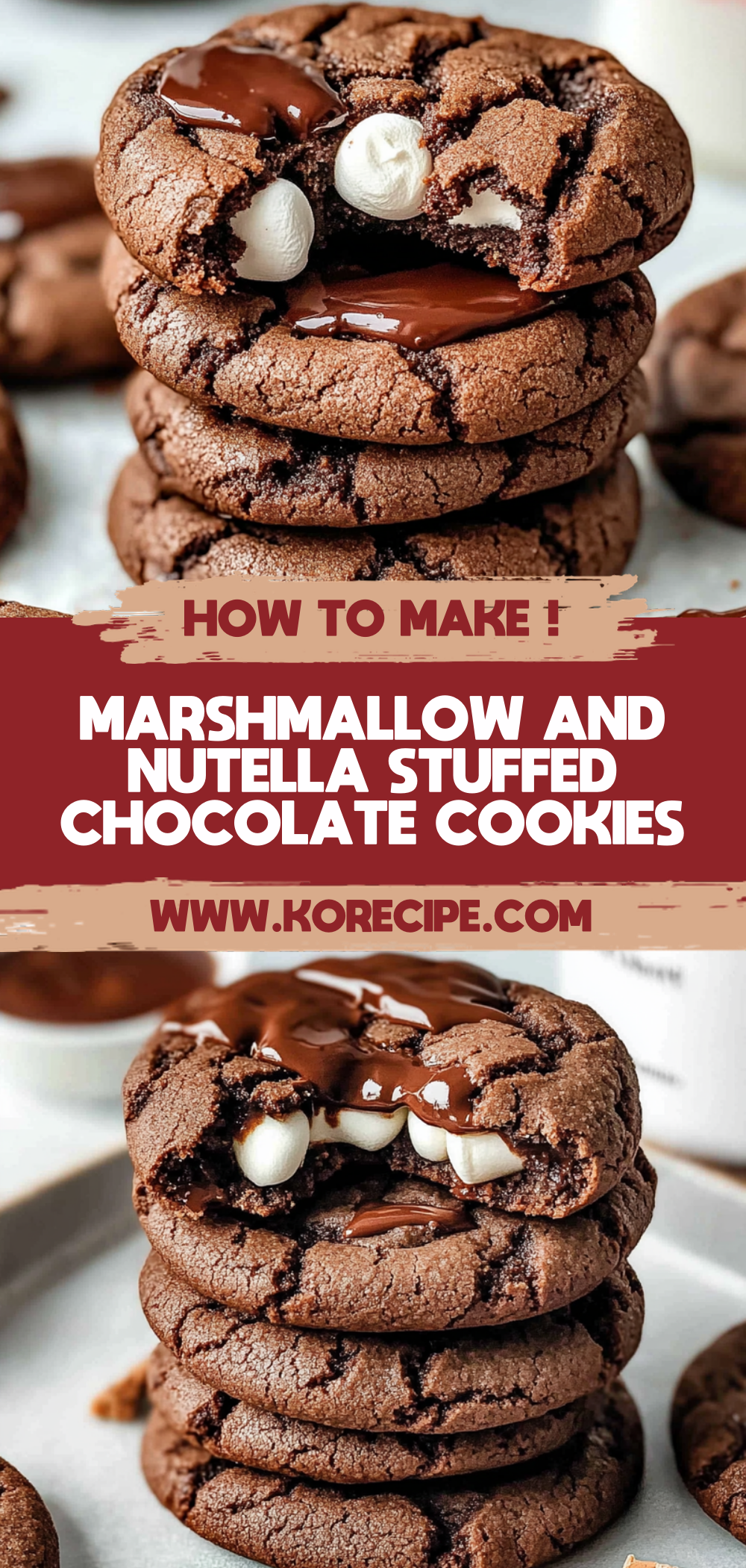 Marshmallow and Nutella Stuffed Chocolate Cookies