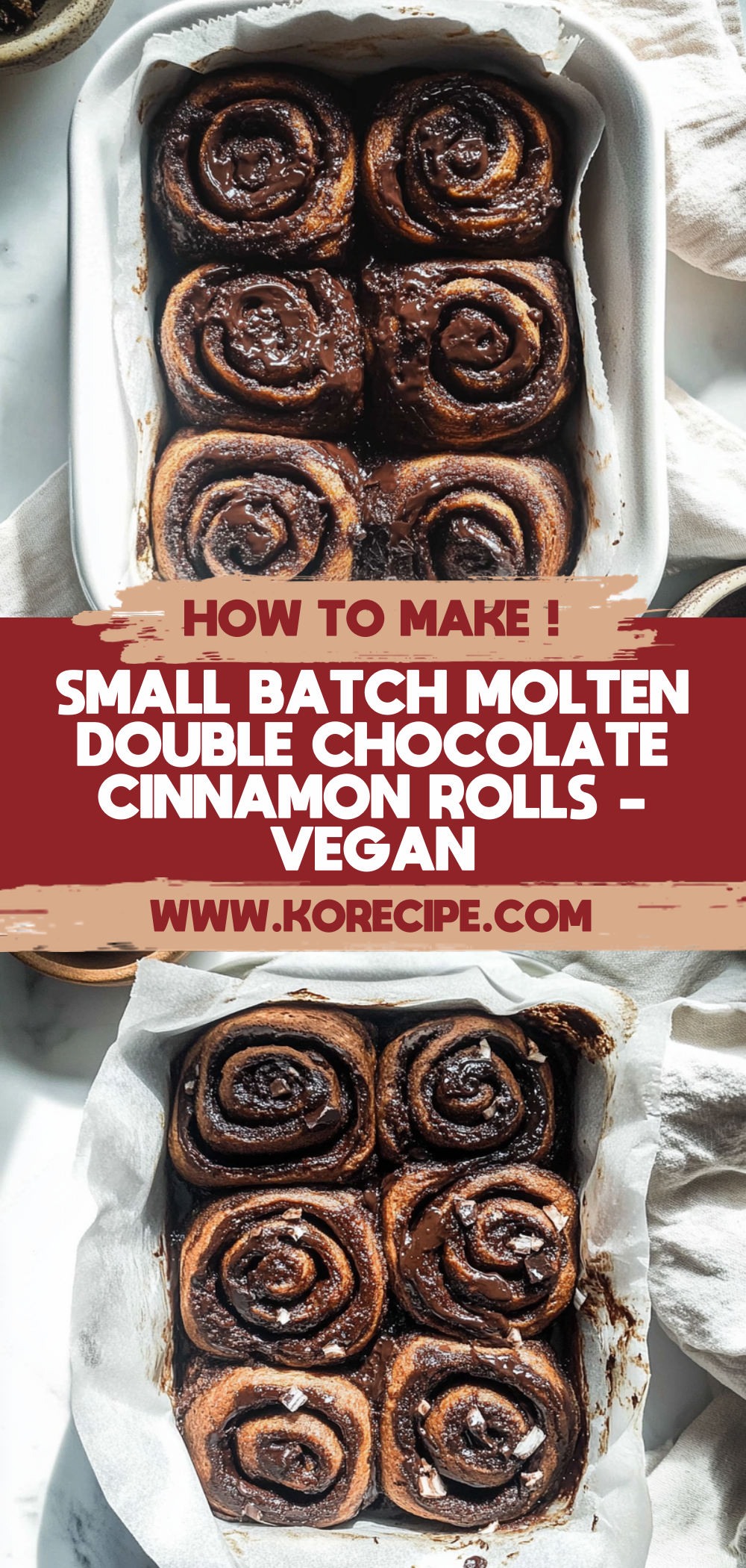 Small Batch MOLTEN Double Chocolate Cinnamon Rolls - Vegan!