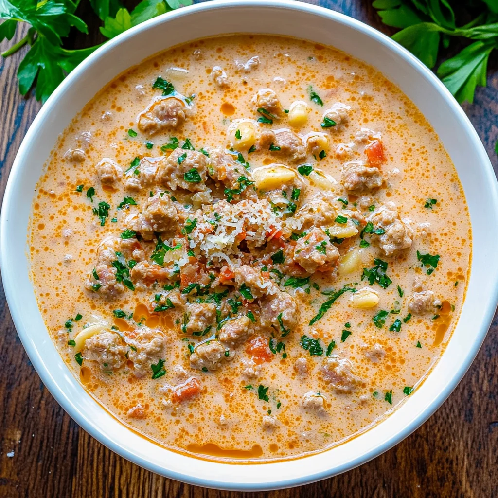 Creamy Parmesan Italian Sausage Ditalini Soup: Cozy Delight