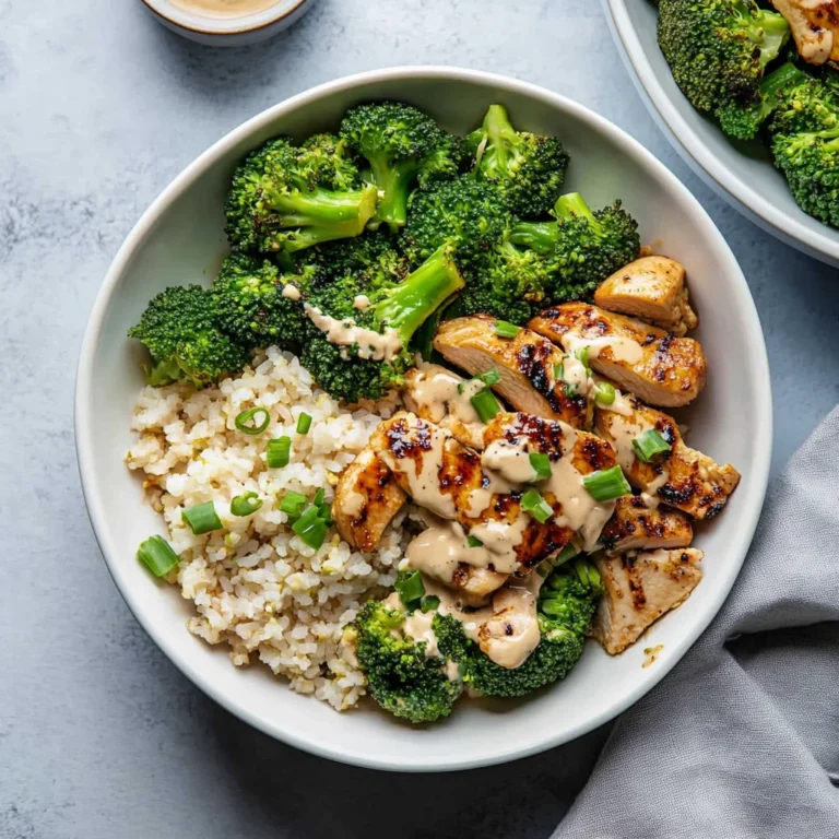 Grilled Chicken & Broccoli Bowls: Creamy Garlic Sauce Bliss
