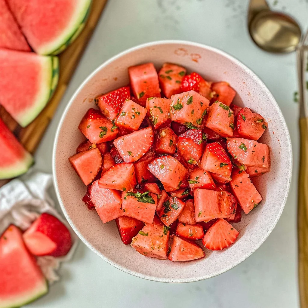 Strawberry Watermelon Salad with Honey-Lime Vinaigrette: …