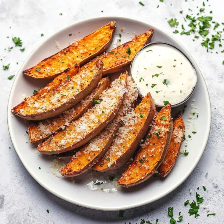 Garlic Parmesan Sweet Potato Wedges: Crispy and Cheesy De…