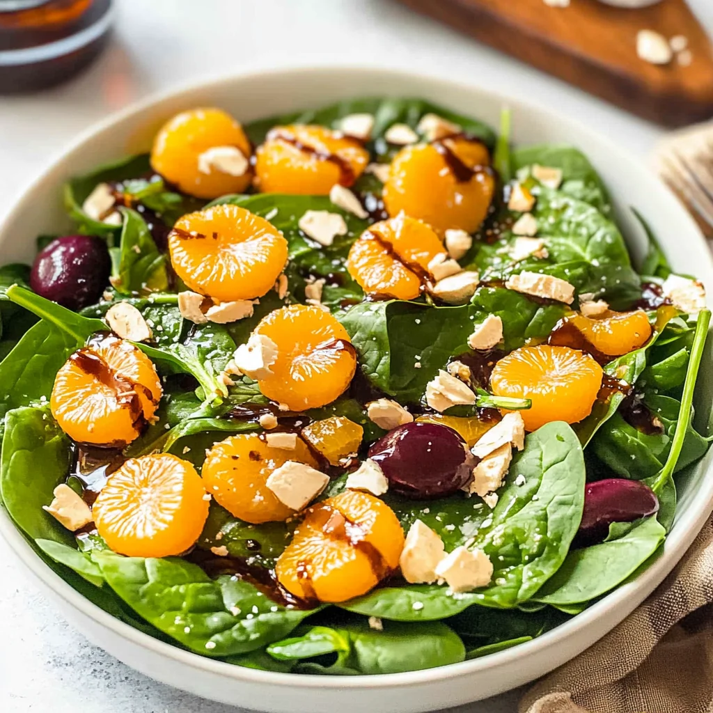 Spinach Mandarin Salad with Honey Balsamic Dressing: Refr…